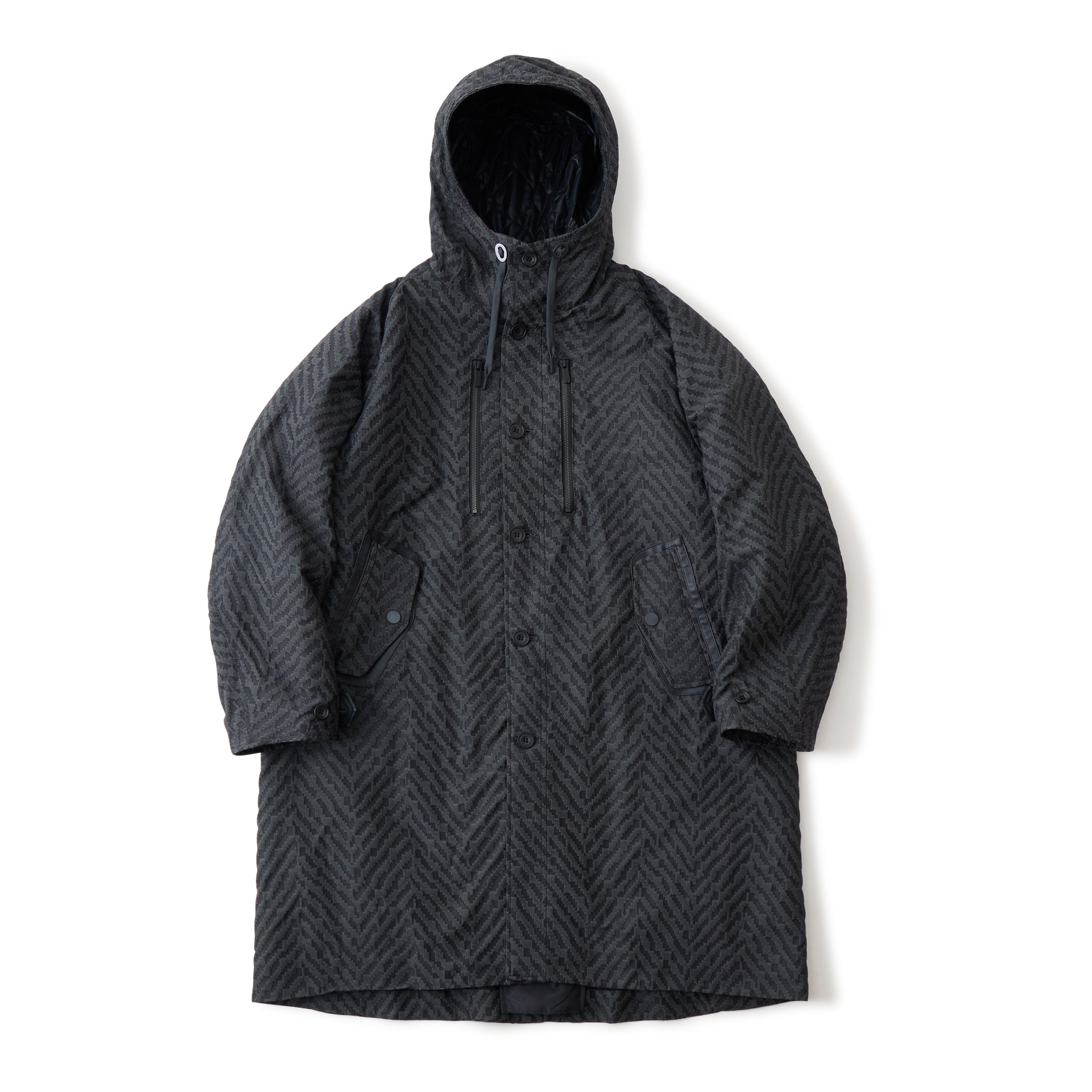 DiAPLEX HERRINGBONE JACQUARD HOODED COAT – White Mountaineering