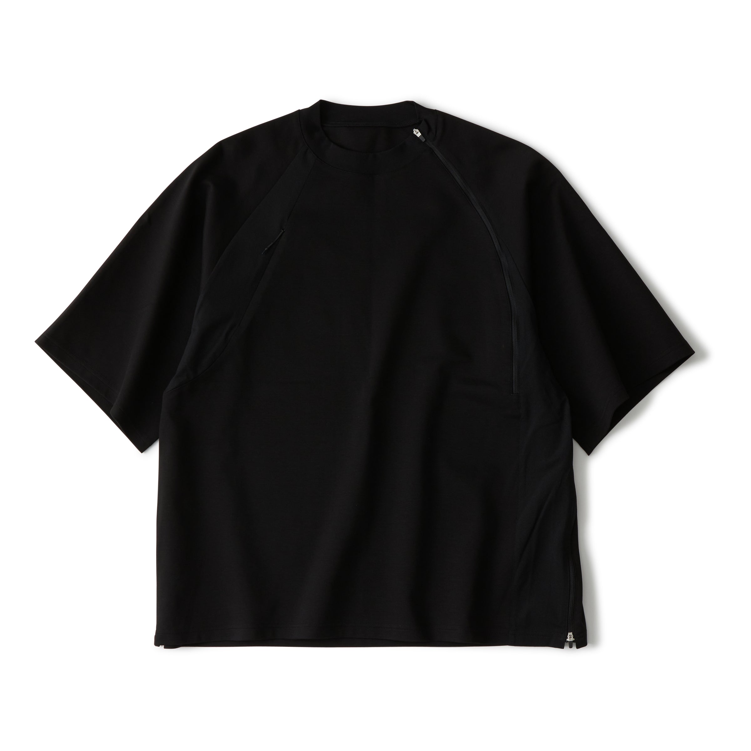 Long Fitted Side Zip T-Shirt - Urban Style Black Tee | 100% Cotton, Size S (Runs Small, Size Up!)