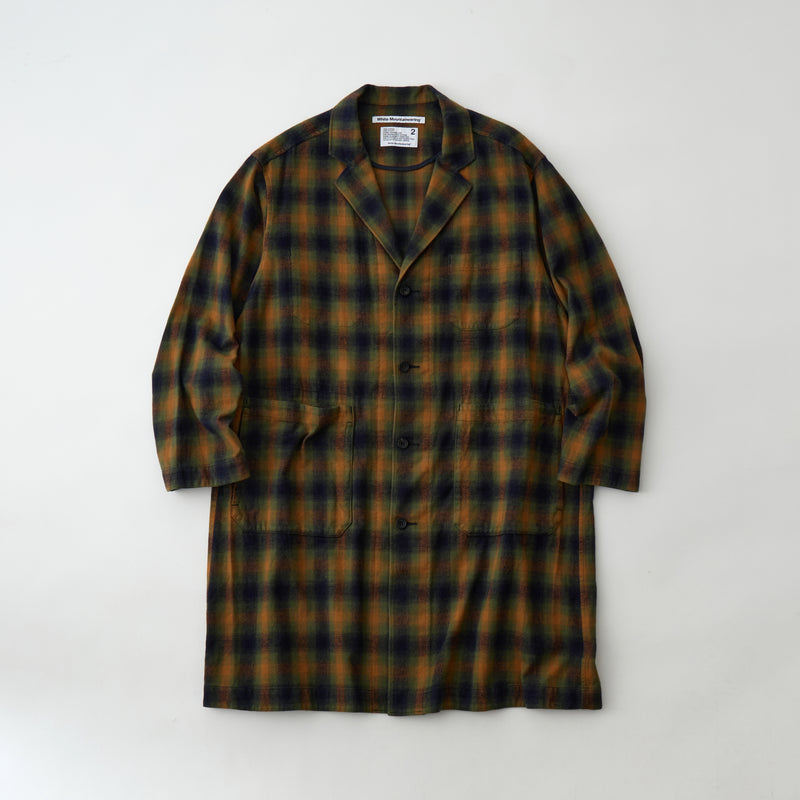 WIDE GUSSET SLEEVE OMBRE CHECK SHOP COAT