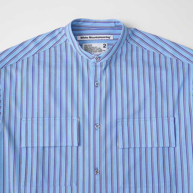 STRIPE BAND COLLAR SHIRT - White Mountaineering®︎ – White STRIPE BAND COLLAR SHIRT - White Mountaineering®︎ – White