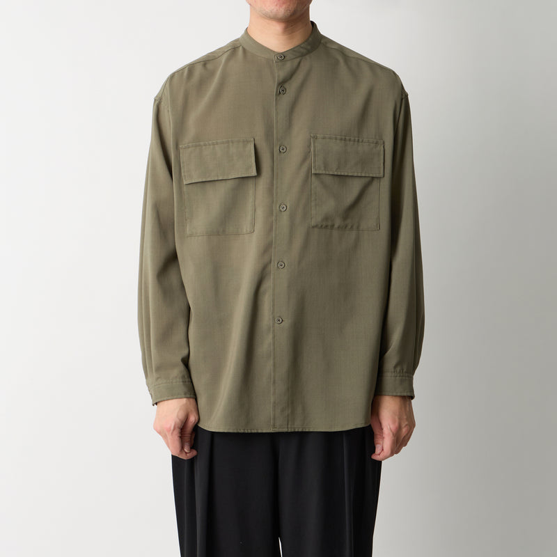 WIDE GUSSET SLEEVE BAND COLLAR SHIRT - White Mountaineering