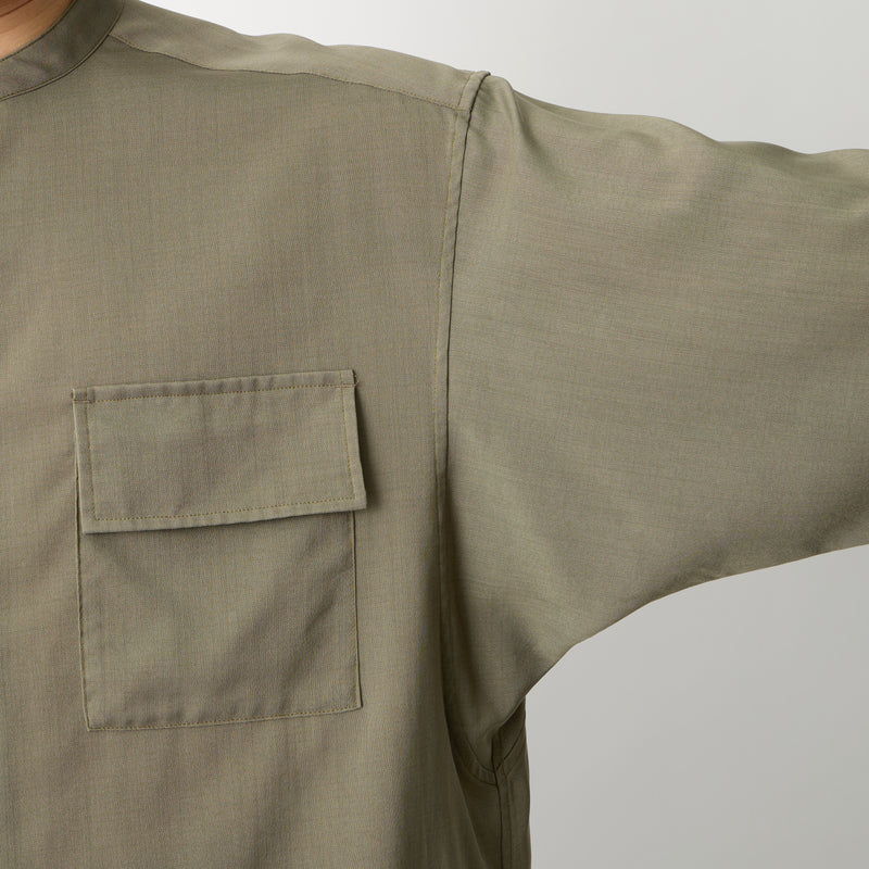 WIDE GUSSET SLEEVE BAND COLLAR SHIRT - White Mountaineering