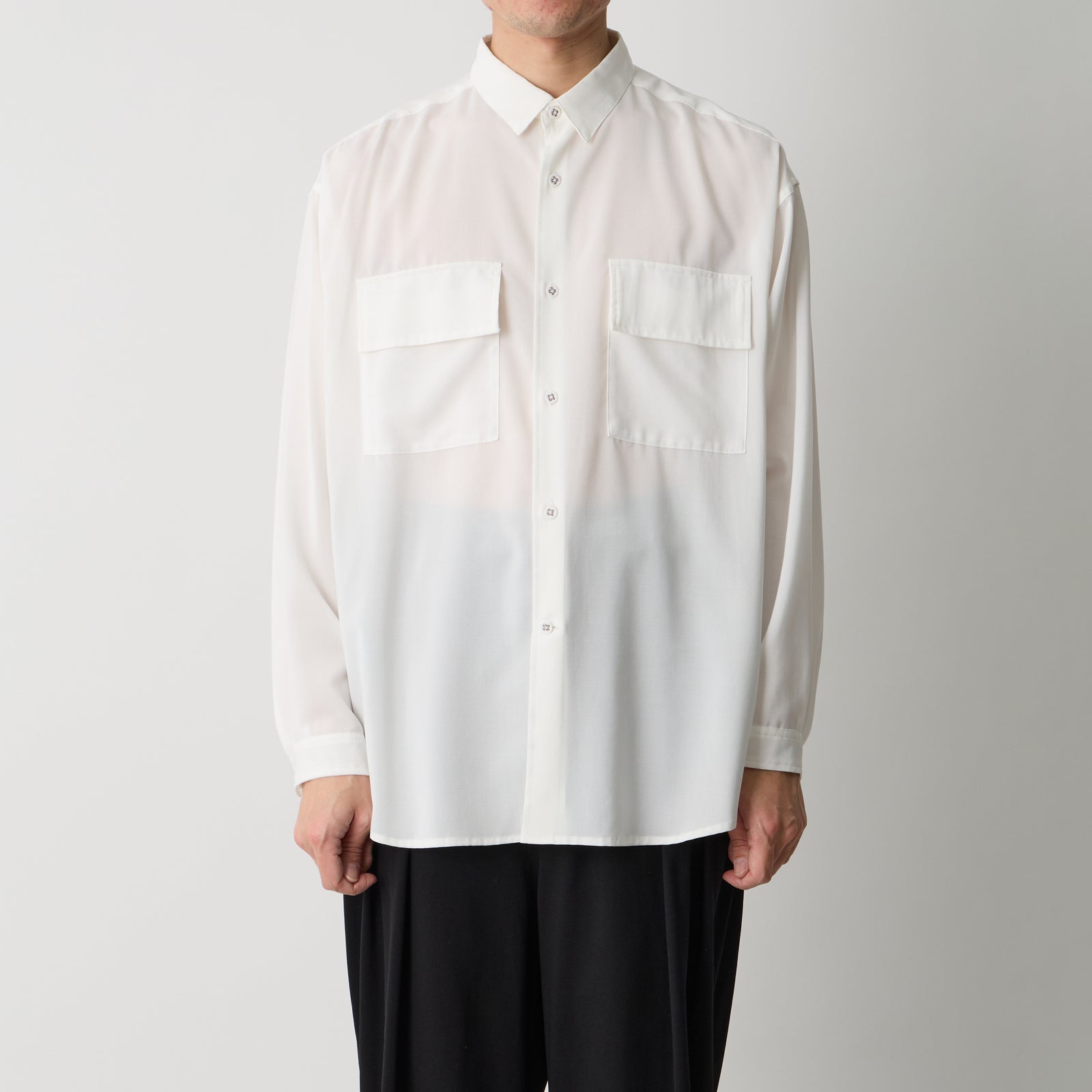 WIDE GUSSET SLEEVE REGULAR COLLAR SHIRT - White Mountaineering