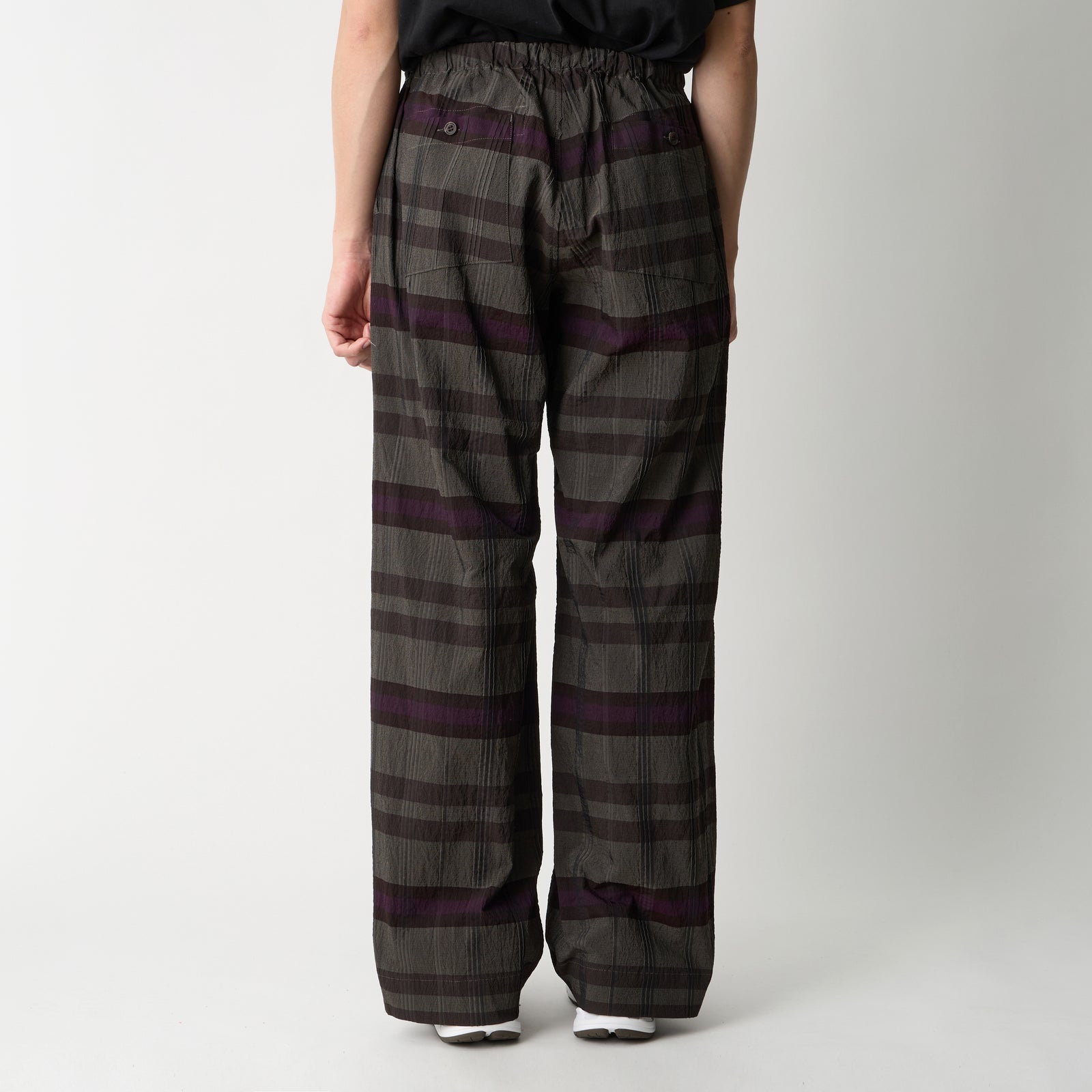 CHECK TUCK JACQUARD 2 TUCK WIDE PANTS - White Mountaineering