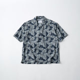 BOTANICAL PATTERN OPEN COLLAR SHIRT