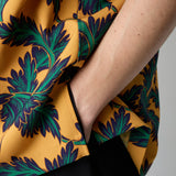 BOTANICAL PATTERN OPEN COLLAR SHIRT