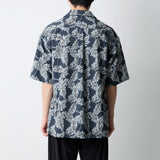BOTANICAL PATTERN OPEN COLLAR SHIRT