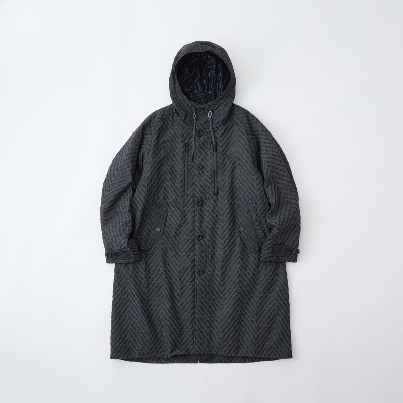 DiAPLEX HERRINGBONE JACQUARD HOODED COAT