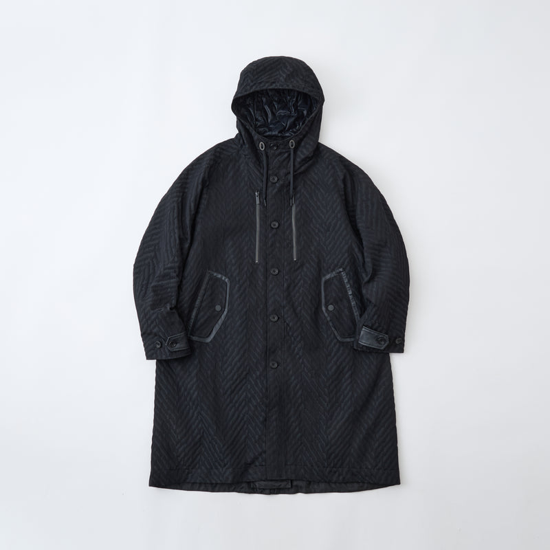 DiAPLEX HERRINGBONE JACQUARD HOODED COAT