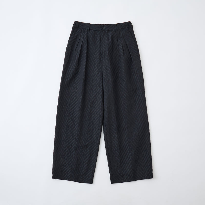 HERRINGBONE JACQUARD 3 TUCK WIDE PANTS