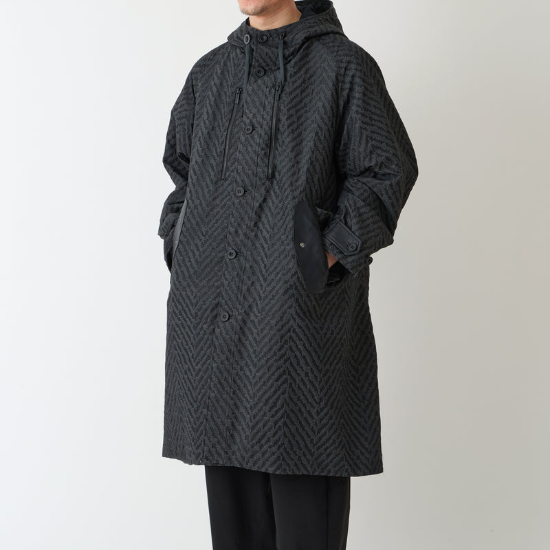 DiAPLEX HERRINGBONE JACQUARD HOODED COAT