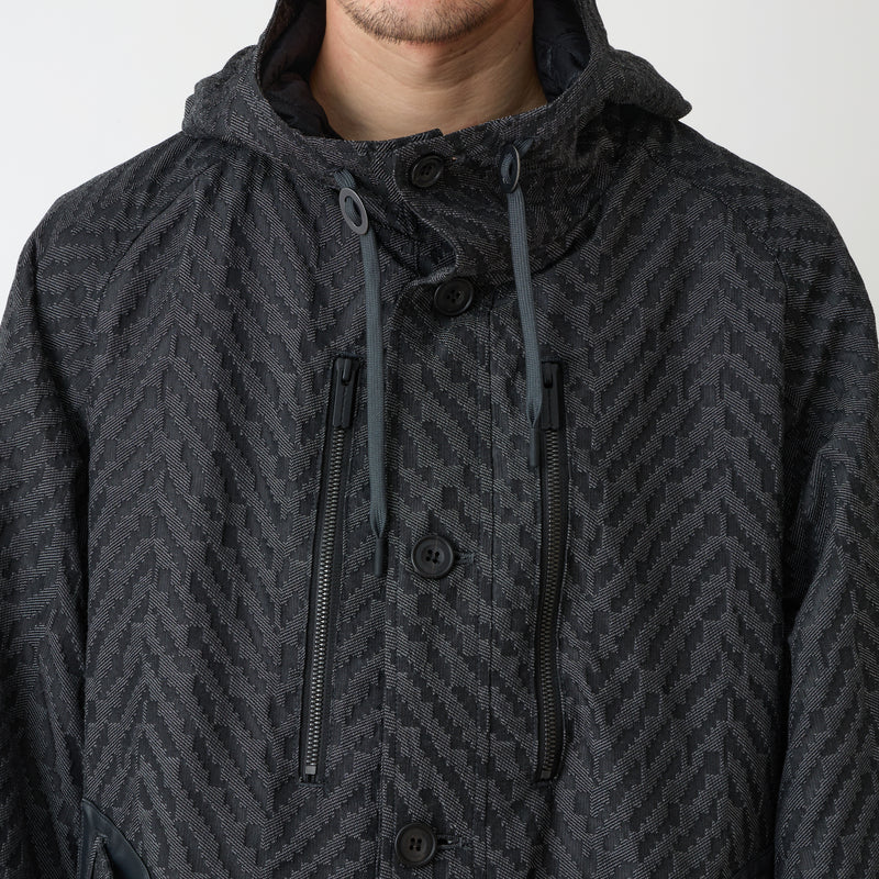 DiAPLEX HERRINGBONE JACQUARD HOODED COAT