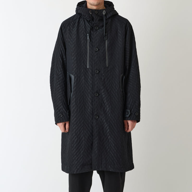 DiAPLEX HERRINGBONE JACQUARD HOODED COAT