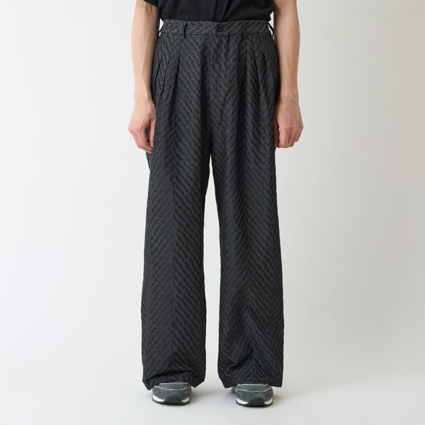 HERRINGBONE JACQUARD 3 TUCK WIDE PANTS