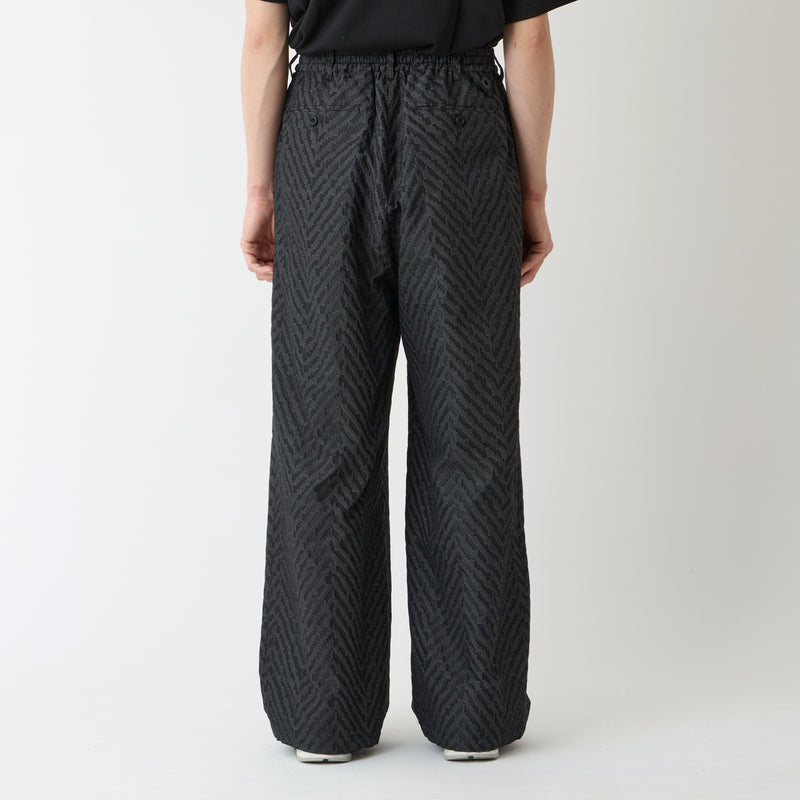HERRINGBONE JACQUARD 3 TUCK WIDE PANTS
