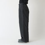 HERRINGBONE JACQUARD 3 TUCK WIDE PANTS
