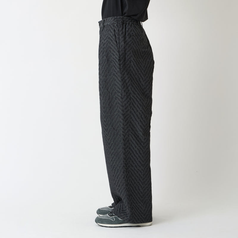 HERRINGBONE JACQUARD 3 TUCK WIDE PANTS