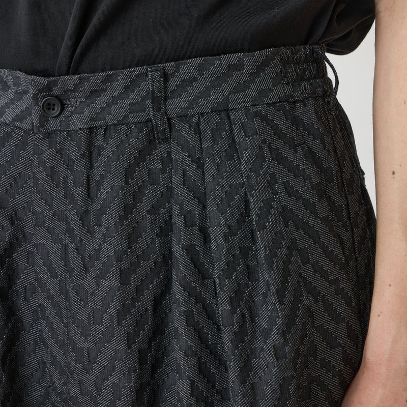 HERRINGBONE JACQUARD 3 TUCK WIDE PANTS