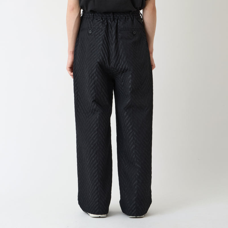 HERRINGBONE JACQUARD 3 TUCK WIDE PANTS
