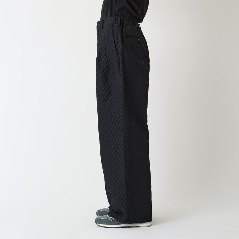 HERRINGBONE JACQUARD 3 TUCK WIDE PANTS