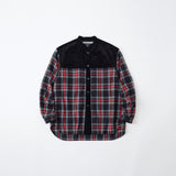 MID GUSSET SLEEVE BAND COLLAR TARTAN SHIRT