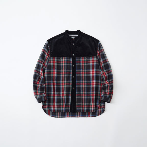 MID GUSSET SLEEVE BAND COLLAR TARTAN SHIRT