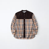 MID GUSSET SLEEVE BAND COLLAR TARTAN SHIRT