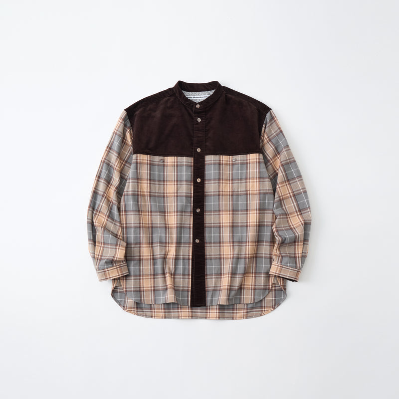 MID GUSSET SLEEVE BAND COLLAR TARTAN SHIRT