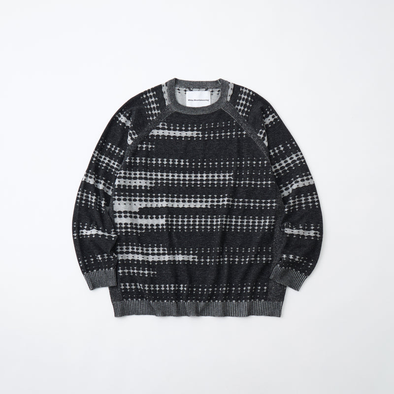 DOT STRIPE RAGLAN SLEEVE KNIT PULLOVER