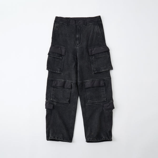 WIDE DENIM CARGO PANTS