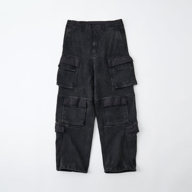 WIDE DENIM CARGO PANTS