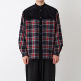 MID GUSSET SLEEVE BAND COLLAR TARTAN SHIRT