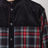 MID GUSSET SLEEVE BAND COLLAR TARTAN SHIRT