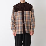 MID GUSSET SLEEVE BAND COLLAR TARTAN SHIRT