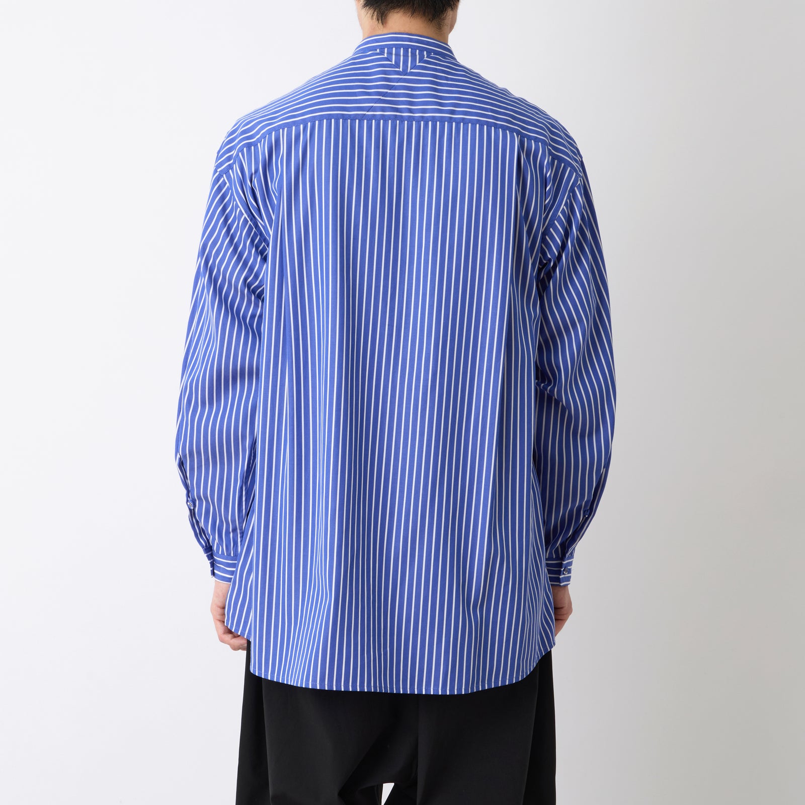 BAND COLLAR STRIPE MULTI POCKET SHIRT - White mountaineering