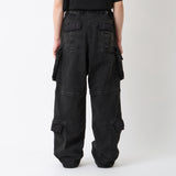 WIDE DENIM CARGO PANTS