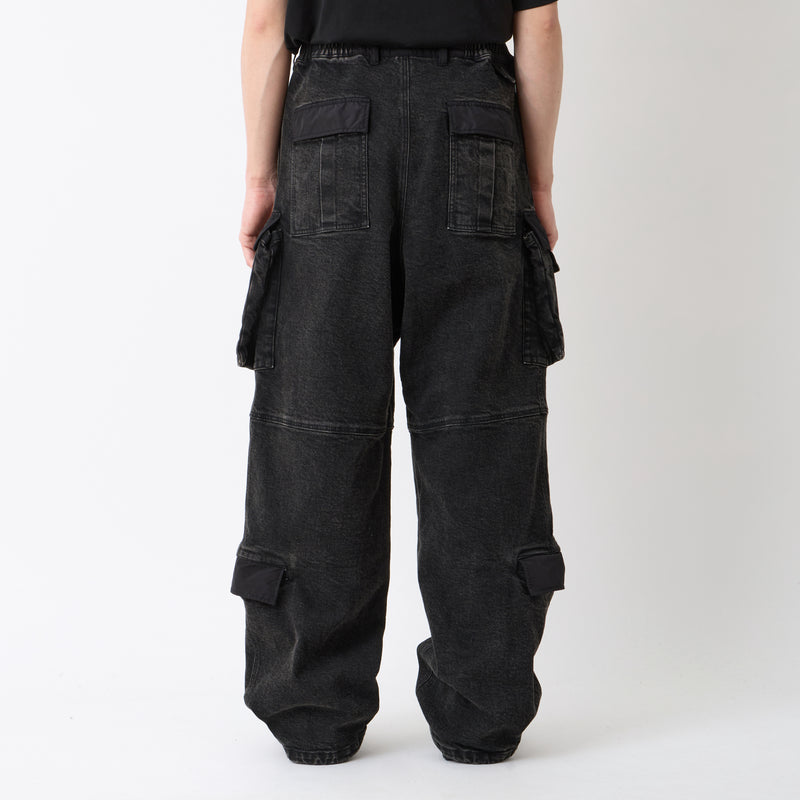 WIDE DENIM CARGO PANTS