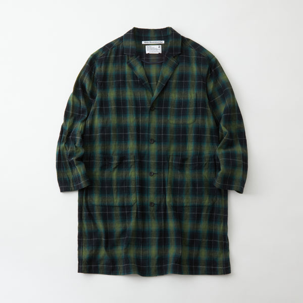 WIDE GUSSET SLEEVE OMBRE CHECK SHOP COAT