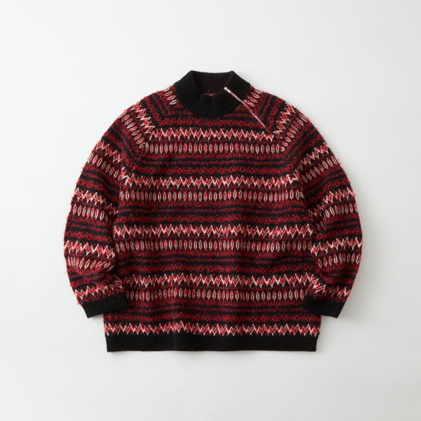 NORDIC PATTERN ZIP PULLOVER