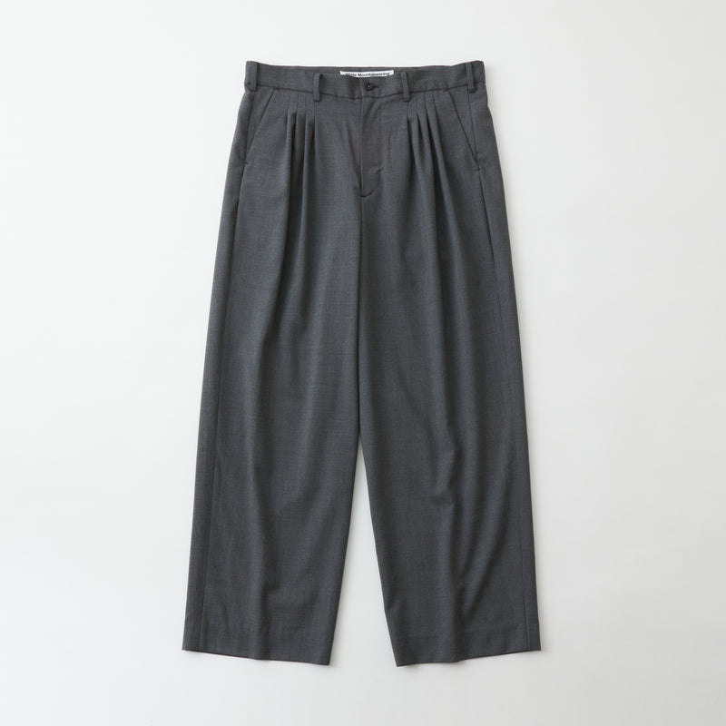 WOOL STRETCH 4 TUCK WIDE PANTS