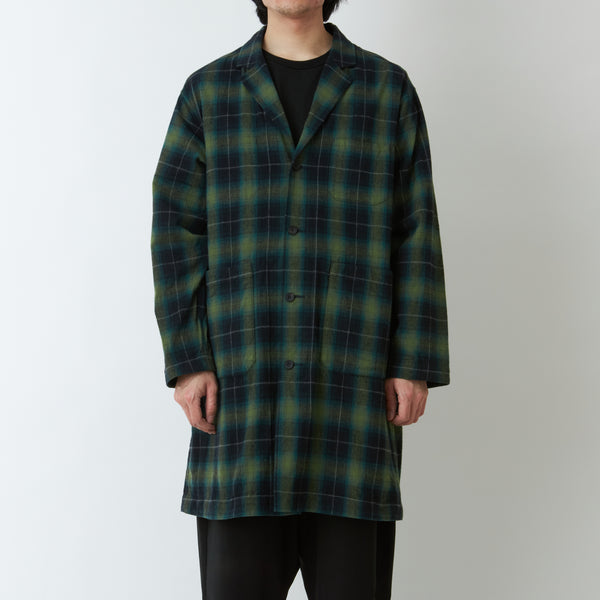 WIDE GUSSET SLEEVE OMBRE CHECK SHOP COAT