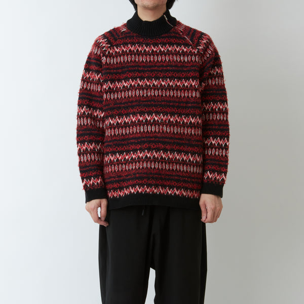 NORDIC PATTERN ZIP PULLOVER