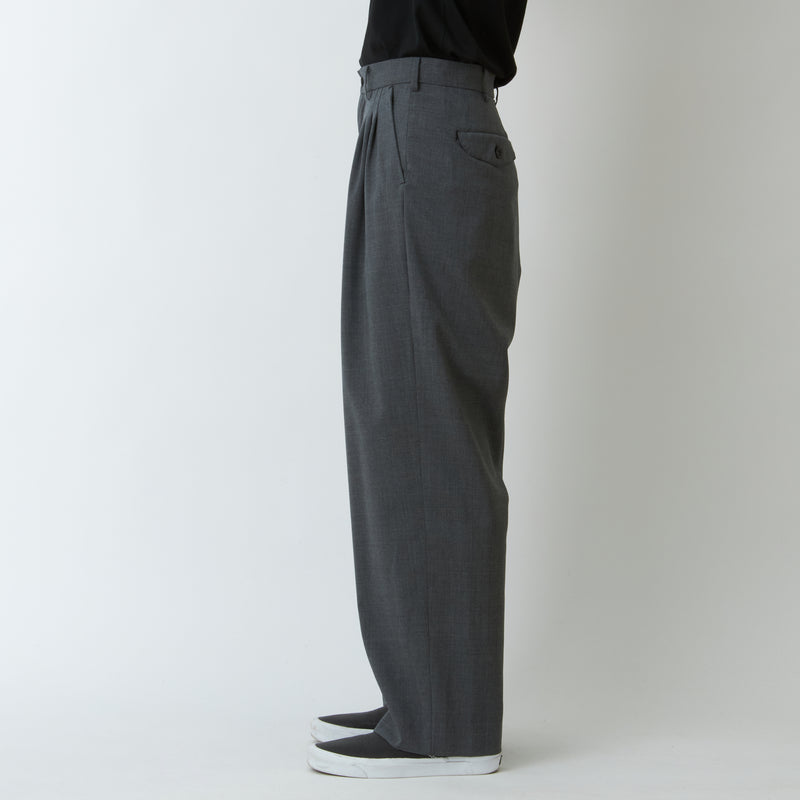 WOOL STRETCH 4 TUCK WIDE PANTS