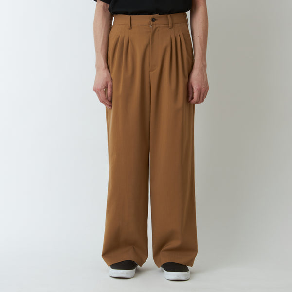 WOOL STRETCH 4 TUCK WIDE PANTS