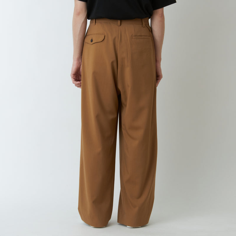 WOOL STRETCH 4 TUCK WIDE PANTS