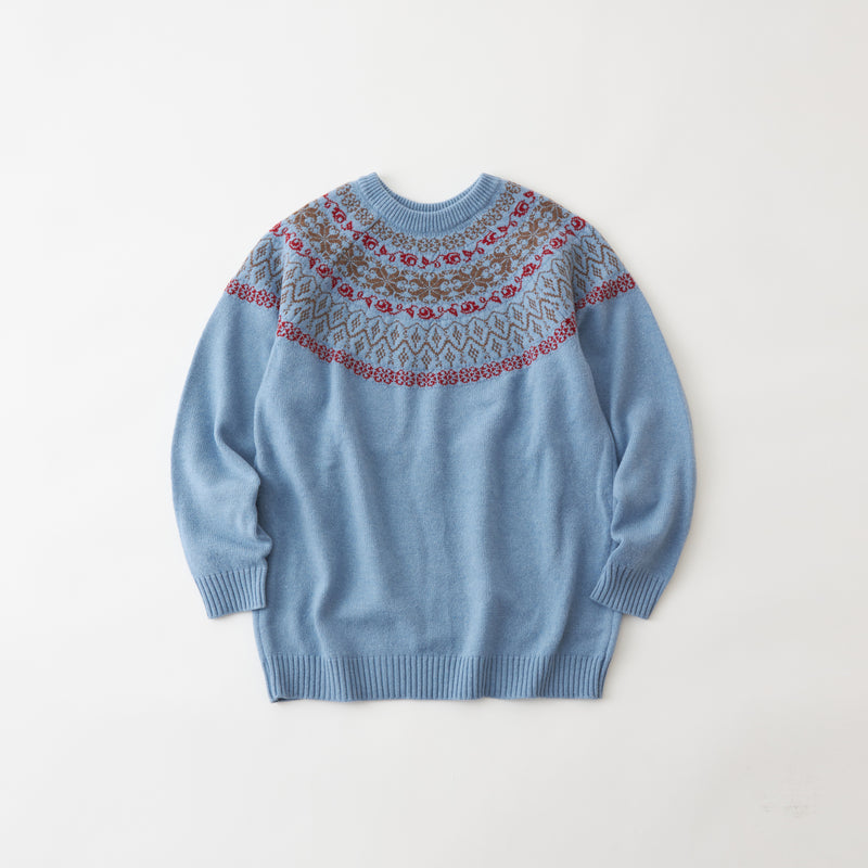 Fair isle circular yoke sweater. Women's vintage knitting pattern.  Scandi/Norwegian/ski style 34-40 inch, DK yarn. Instant download PDF.