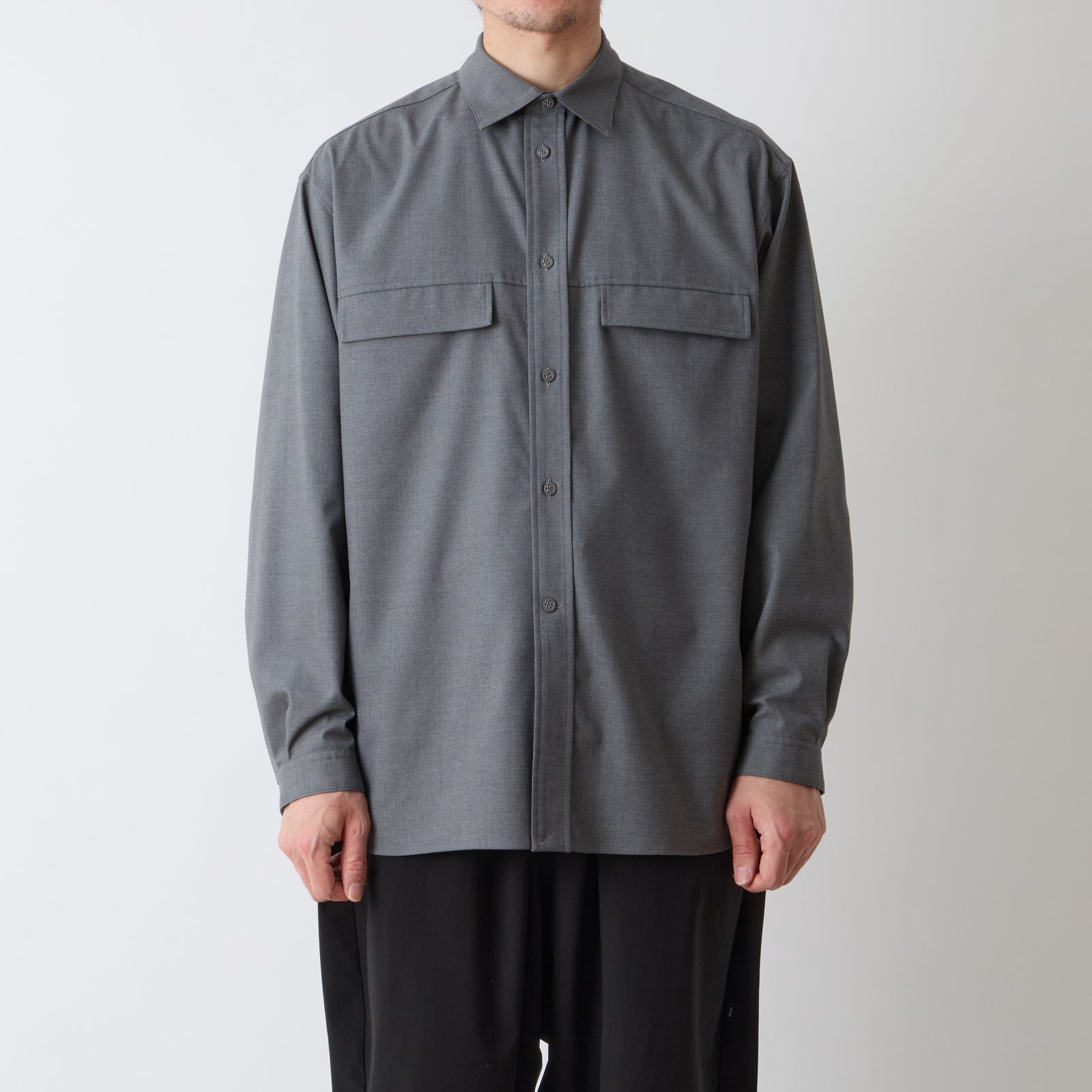 MID GUSSET SLEEVE STRETCH SHIRT - White mountaineering