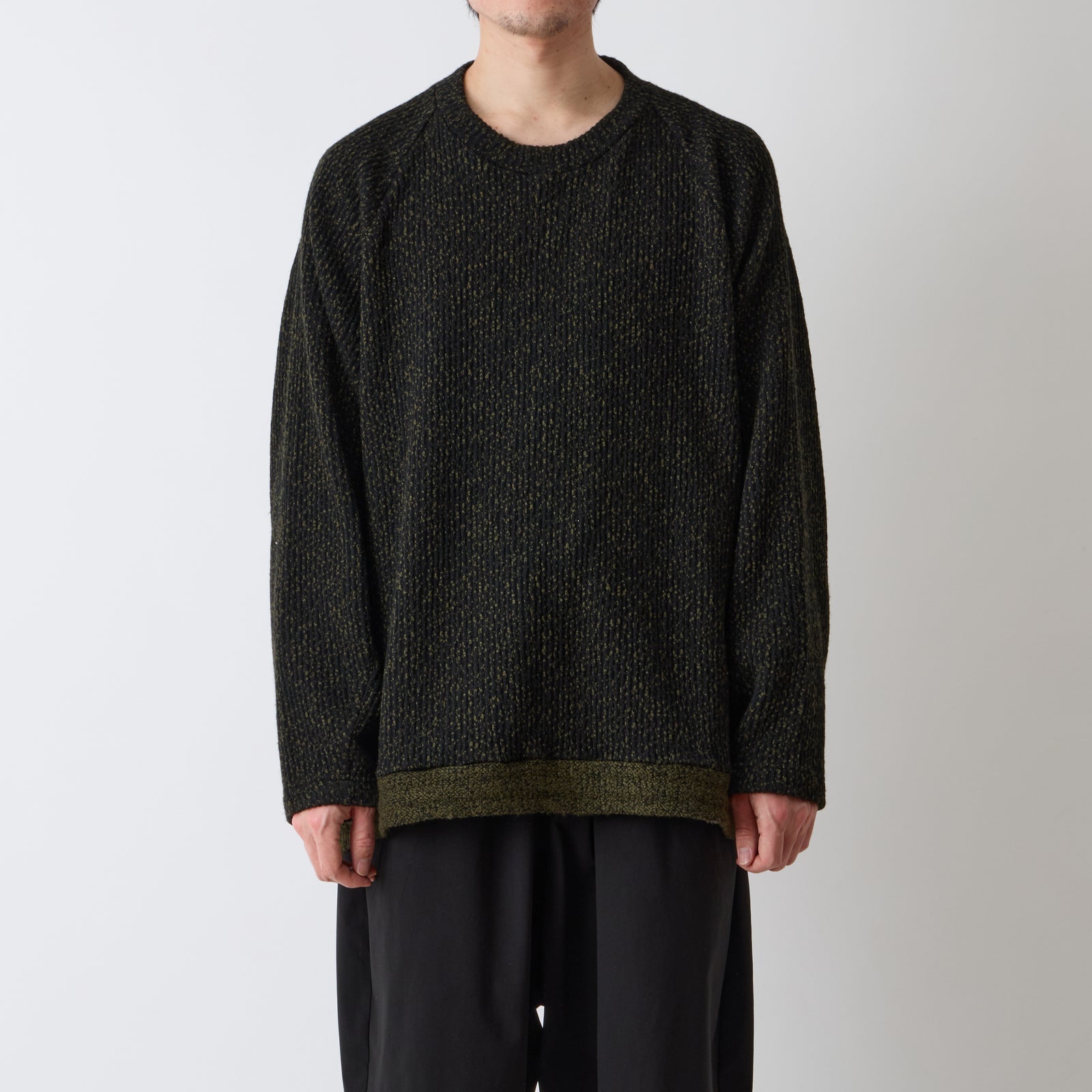 MELANGE WIDE RAGLAN PULLOVER - White mountaineering®︎ – White