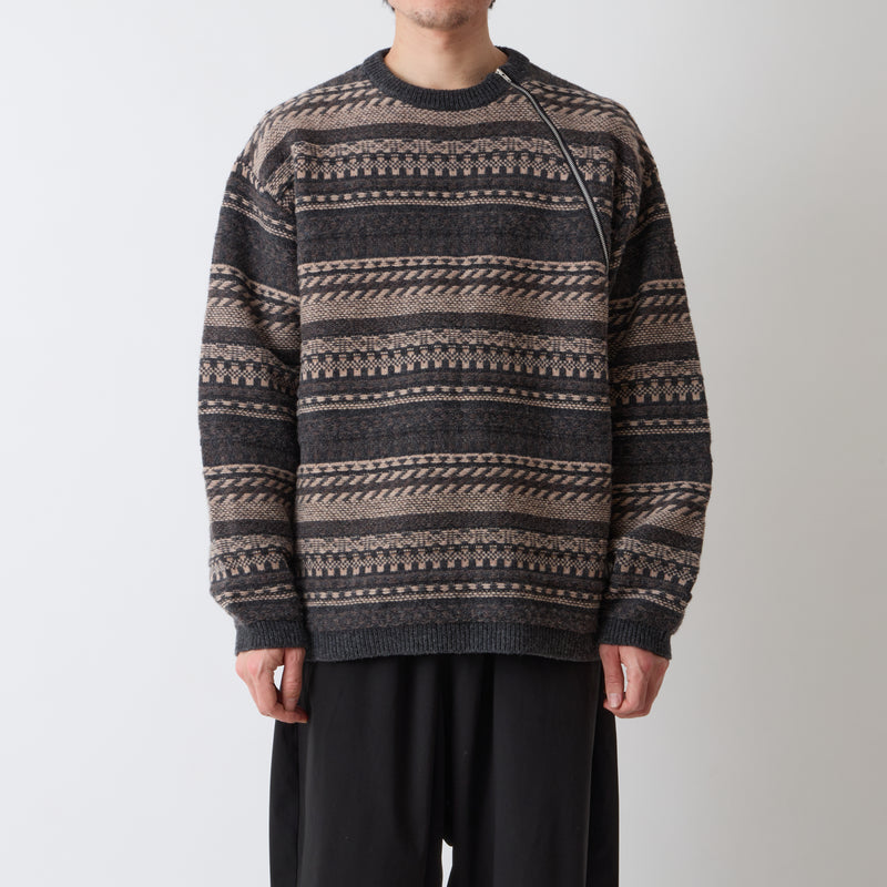 FAIR ISLE ZIP KNIT PULLOVER