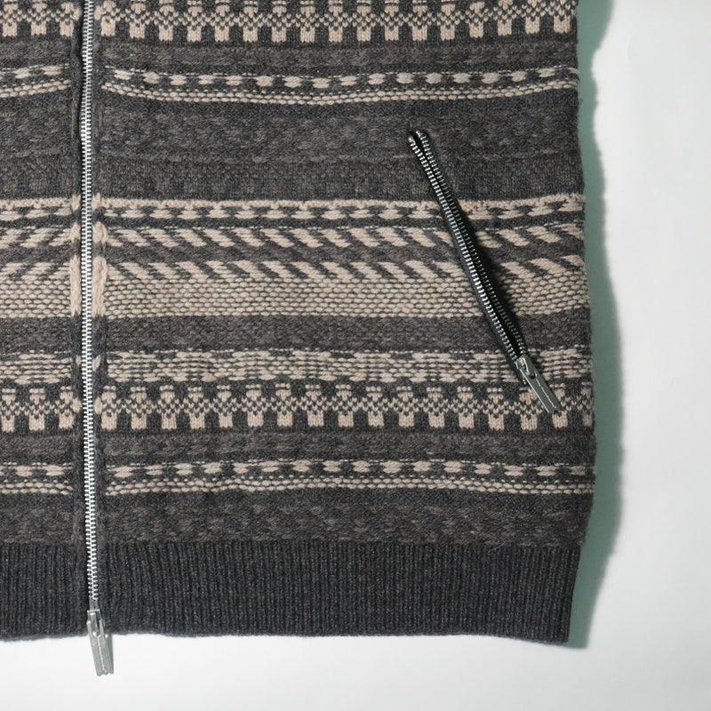 FAIR ISLE ZIP UP SWEATER